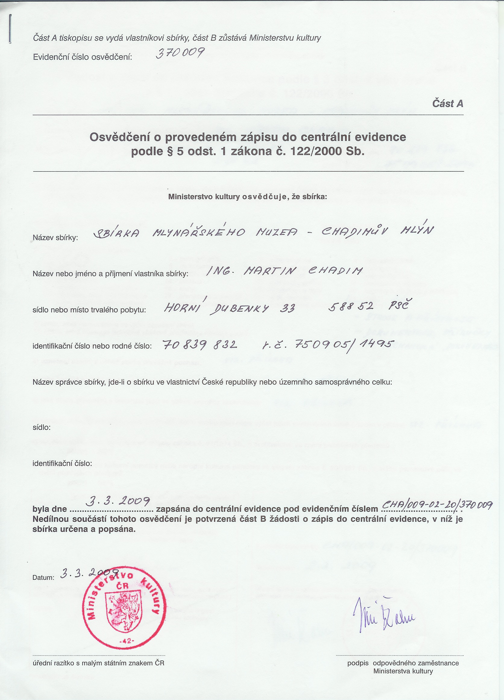 Sbírkové předměty zapsané v CES